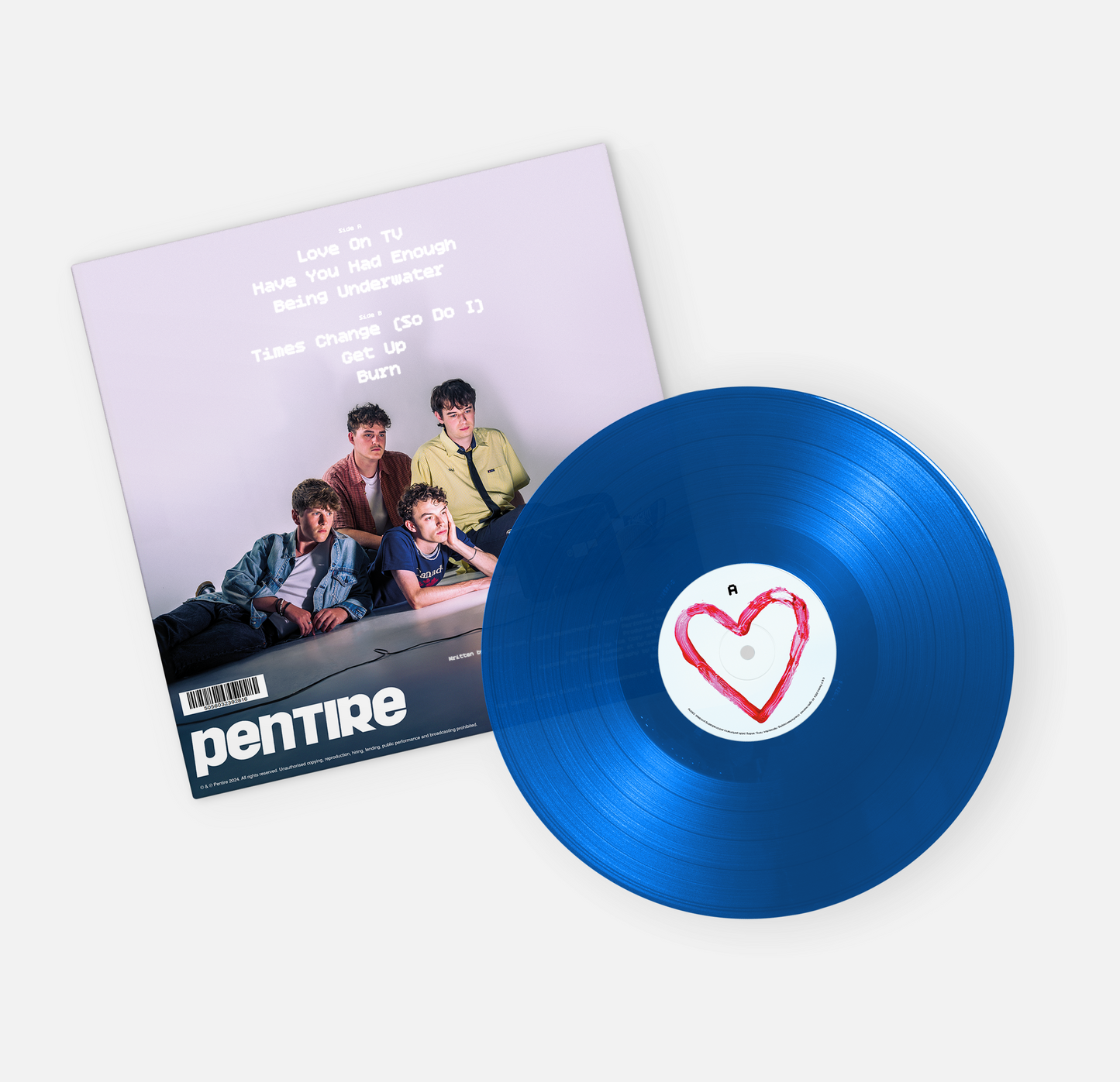 "Love On TV" EP Limited Edition Blue Transparent Vinyl + Artwork Print T Shirt Bundle