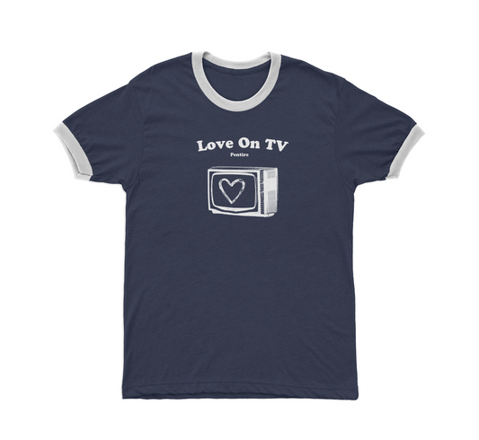 'Love On TV' Navy Ringer T Shirt